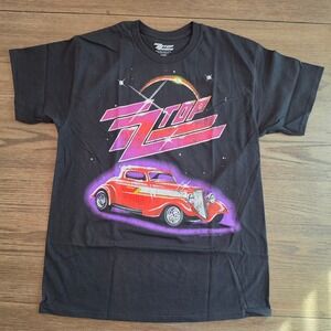 ZZ Top Eliminator Red Hot Rod Graphic T-Shirt Mens Large Black Rock Band Tee